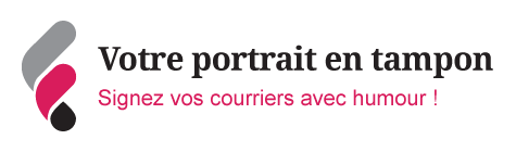 Infographie d'un tampon encreur avec son propre portrait